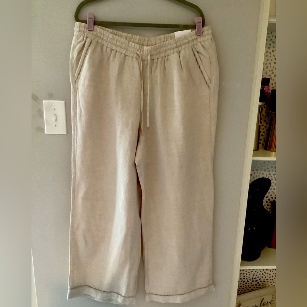 Lane Bryant khaki linen pants.
